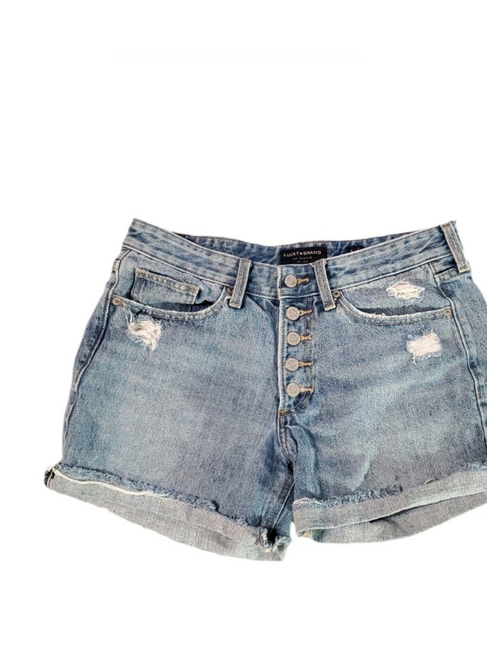 Lucky Brand Women's Blue Denim Boyfriend Jean Button‎ Fly Shorts 6